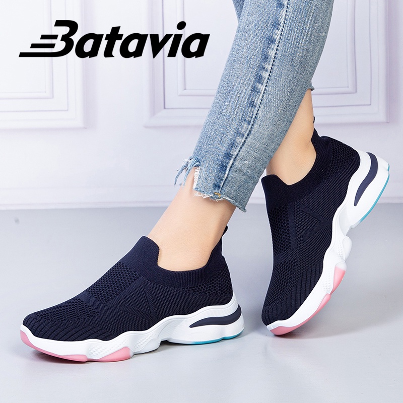 Batavia GROSIR sepatu kanvas wanita rajut sepatu wanita  sepatu tanpa tali hitam  Sepatu Wanita Sport Women Sneakers A111