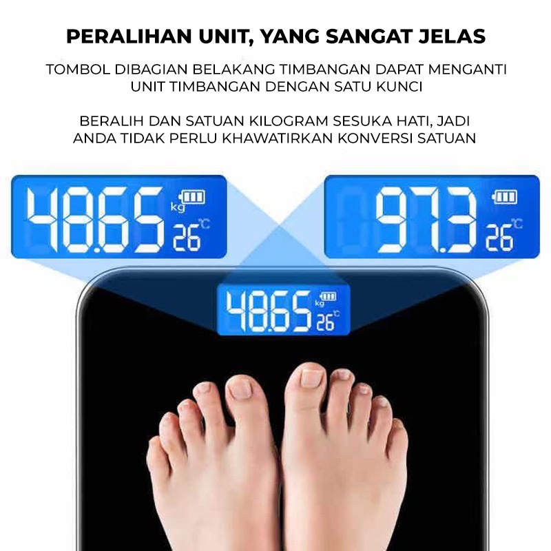 【COD】Viqoo Timbangan Badan Digital With USB Charging Anti Pecah Weight Body Fat Scale With LCD 180KG