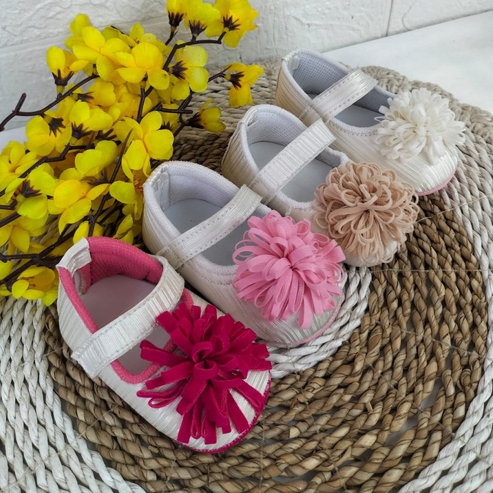 mandirishoestore-SEPATU  ANAK BAYI PEREMPUAN BUNGA MEKAR ALBANY 0-12 BULAN LPY03