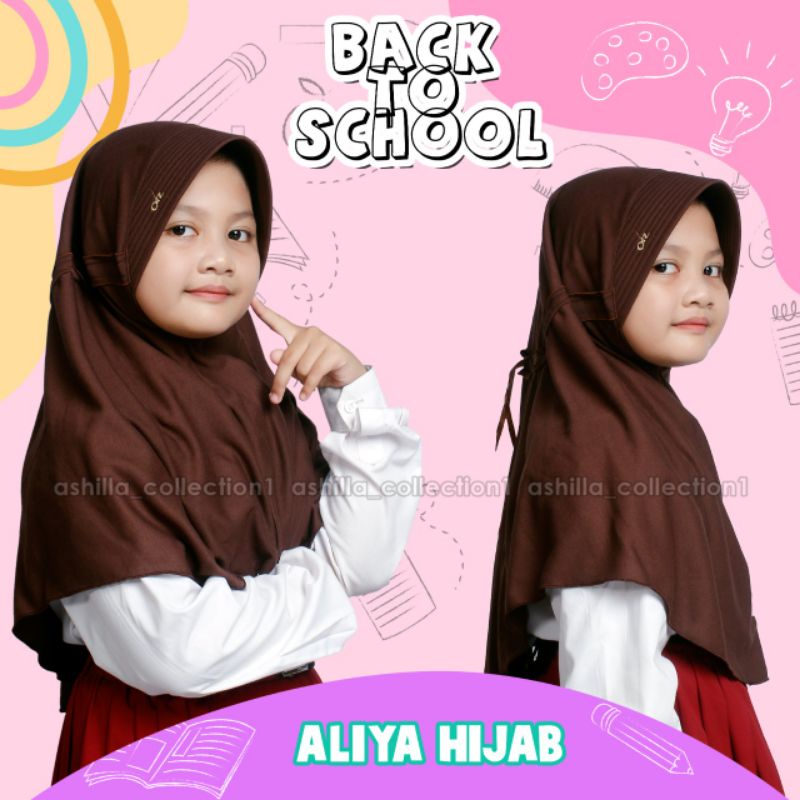 Kerudung Anak Sekolah SD Ukuran S,M,L,XL Model Serut Tali