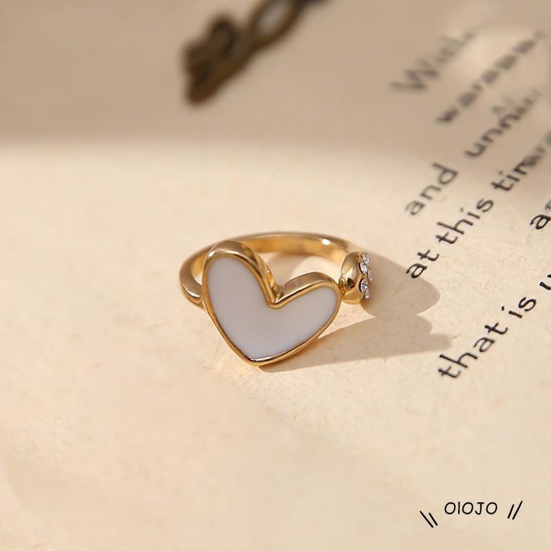 【COD】Cincin Model Terbuka Adjustable Desain Hati Hias Berlian Imitasi Untuk Wanita