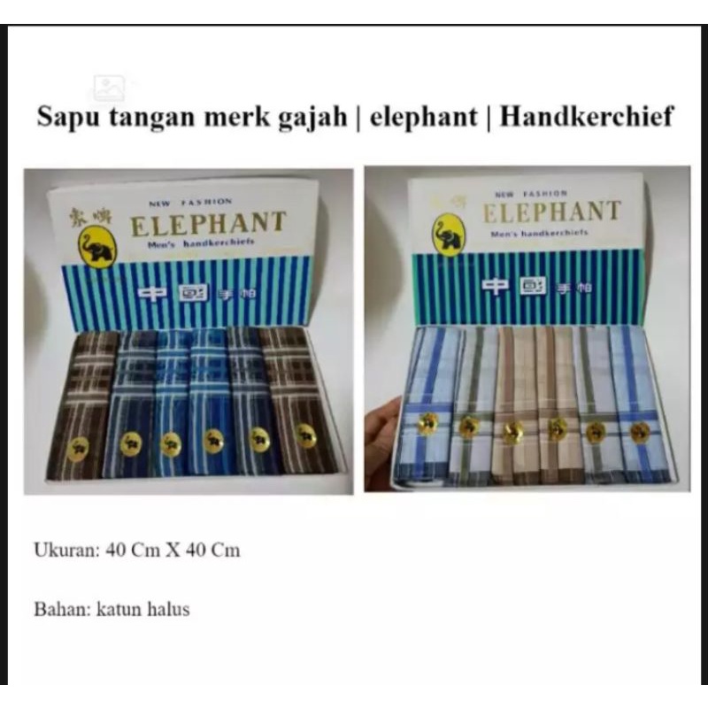 COD...1 PACK (ISI 6 PCS) SAPUTANGAN/SELAMPEK MERK CAP GAJAH(ELEPHANTS)