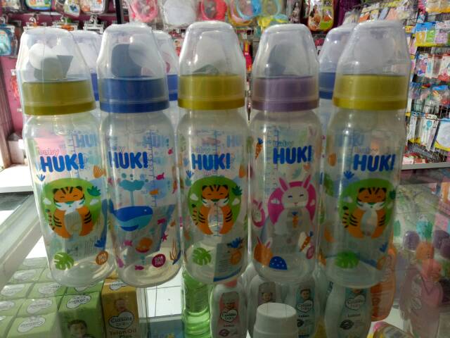 Botol Susu Huki PP Dot Gepeng 240 Ml Dot Orthodontic / Baby Huki Orthodontic Nipple Round PP Bottle