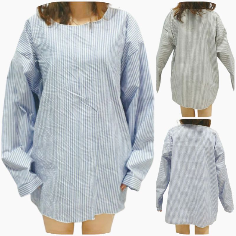 baju salur wanita lengan panjang dan pendek baju salur cewek blouse motif salur size XXL bahan rayon berkwalitas