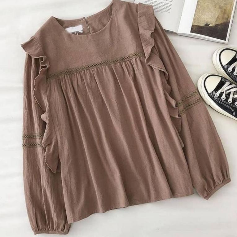 LMP.10Jn22g | BLOUSE KOREA - SAKA BLOUSE - ATASAN WANITA - KOREAN STYLE