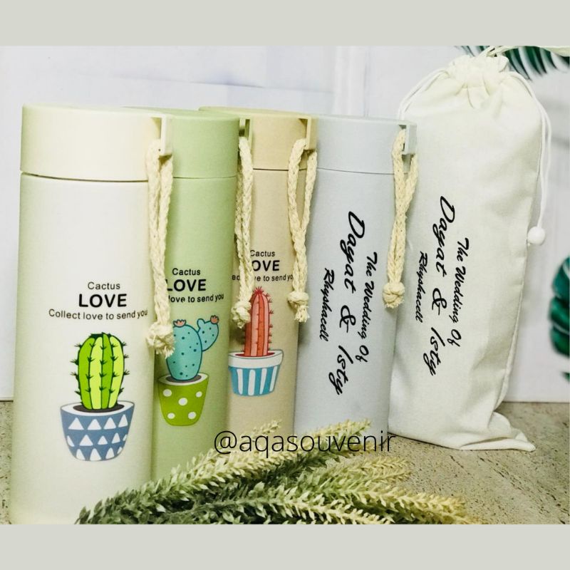 SOUVENIR BOTOL TUMBLER KAKTUS KEMAS BLACU / BOTOL KACA KAKTUS / BOTOL INFUS WATER/ SOUVENIR AQIQAH /