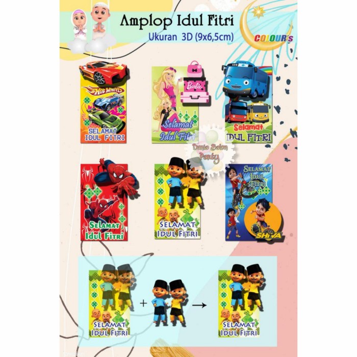 Amplop Lebaran Idul Fitri / Angpao Idul Fitri / Amplop karakter 3D