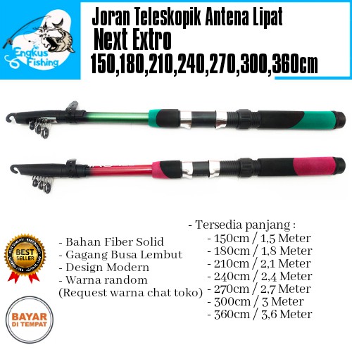 Joran Teleskopik Antena Lipat Extro/ miyabi 150cm-360cm Kuat &amp; Murah - Engkus Fishing