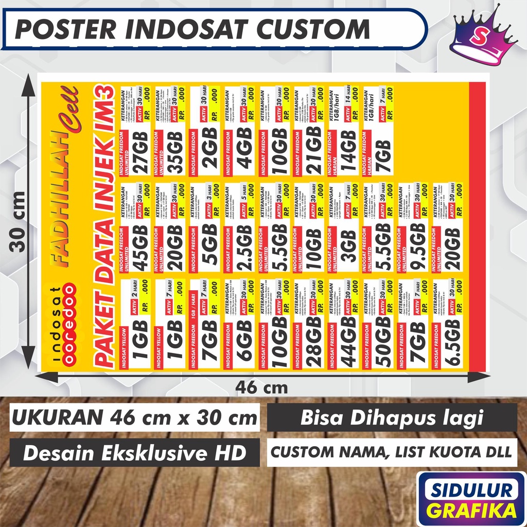 

Cetak poster A3 informasi poster daftar harga paket indosat
