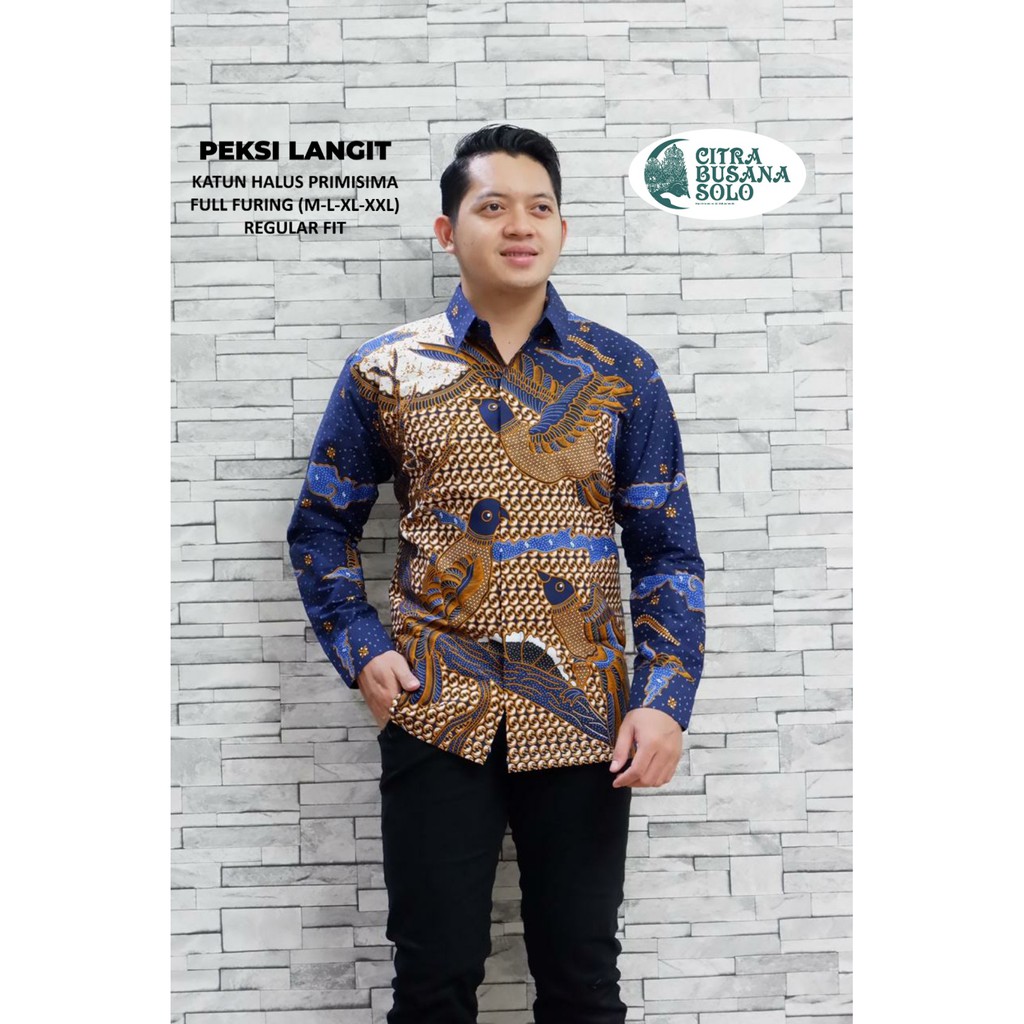 PEKSI LANGIT Kemeja Batik Pria Full Furing Bahan Katun Halus Primisima