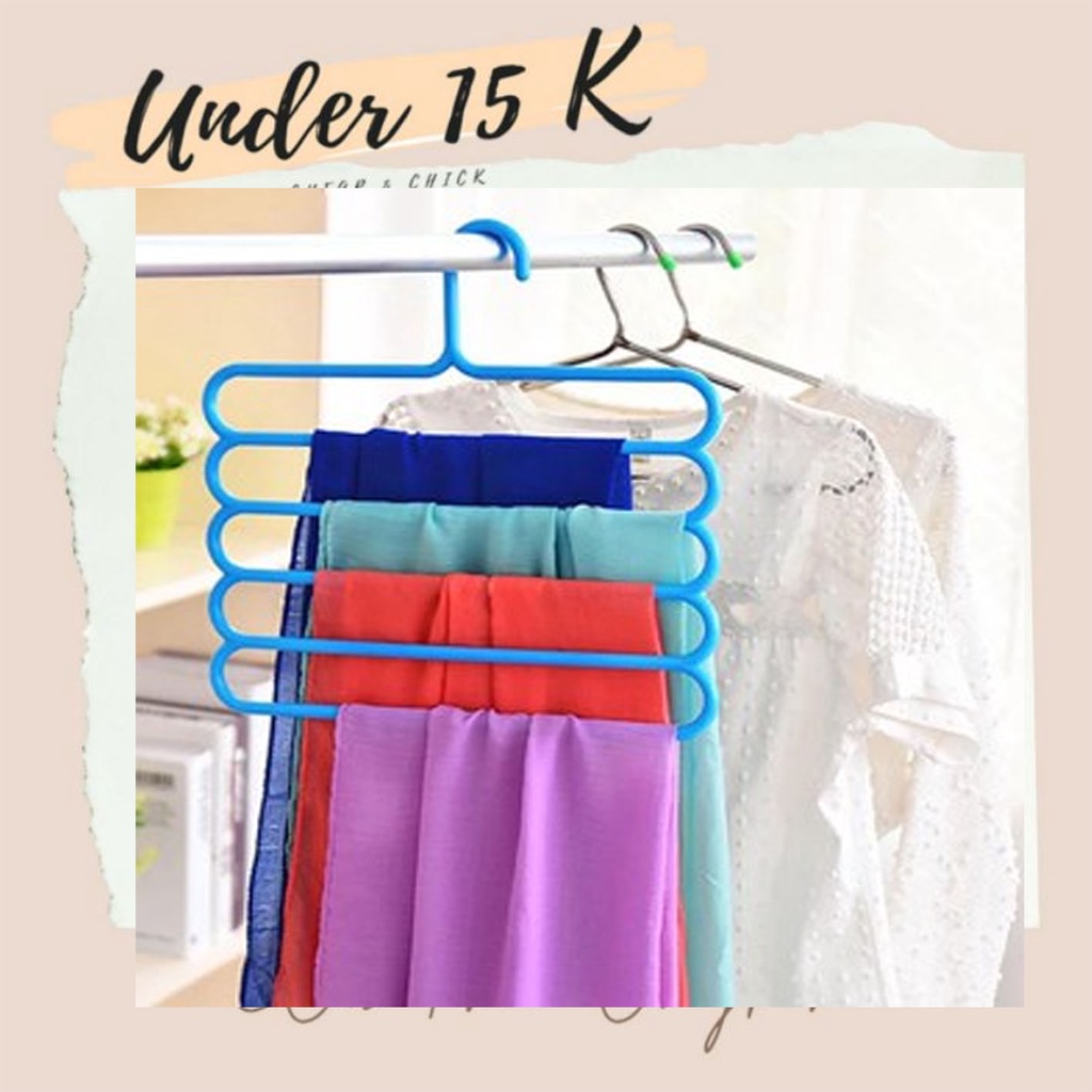 Hanger Gantungan Pakaian 5 in 1  - AC 112 - Susun Tingkat 5  Multifungsi untuk Baju Handuk Jemuran s