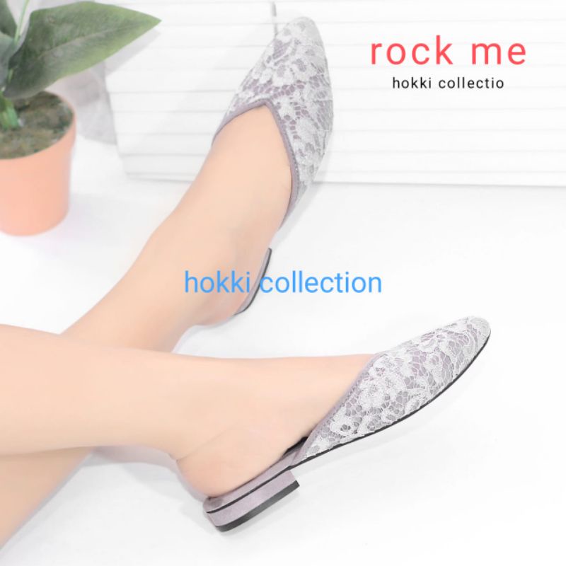 Sandal selop pesta brokat wanita terbaru hak 1 cm by rock me