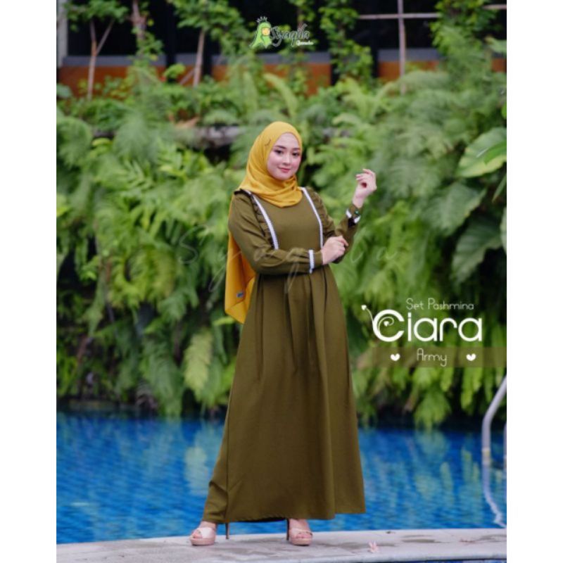 [Fashion Muslim] CIARA dan HAVYA BORDIR maxy dress gamis moscrepe renda terbaru terlaris