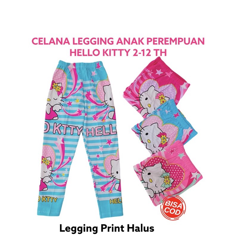 Celana Legging Anak Perempuan Hello Kitty Leging Anak Celana Panjang Leging Anak 1 - 12 Tahun Katun Spandex