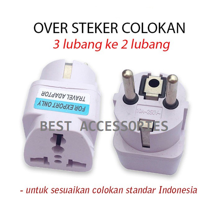 Over Steker Listrik Colokan Universal 3 Lubang ke 2 Lubang indonesia