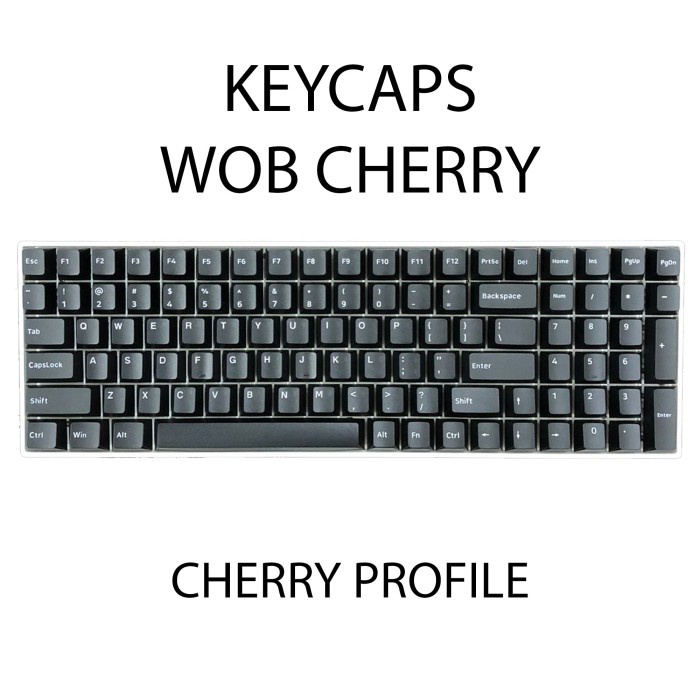 KEYCAPS PBT CHERRY PROFILE WOB DOUBLE SHOT WHITE ON BLACK