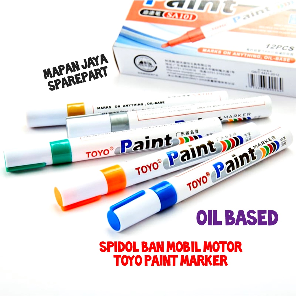 SPIDOL BAN MOBIL MOTOR  KACA KERTAS PLASTIK TOYO PAINT MARKER PEN ORIGINAL OIL BASED MARKER