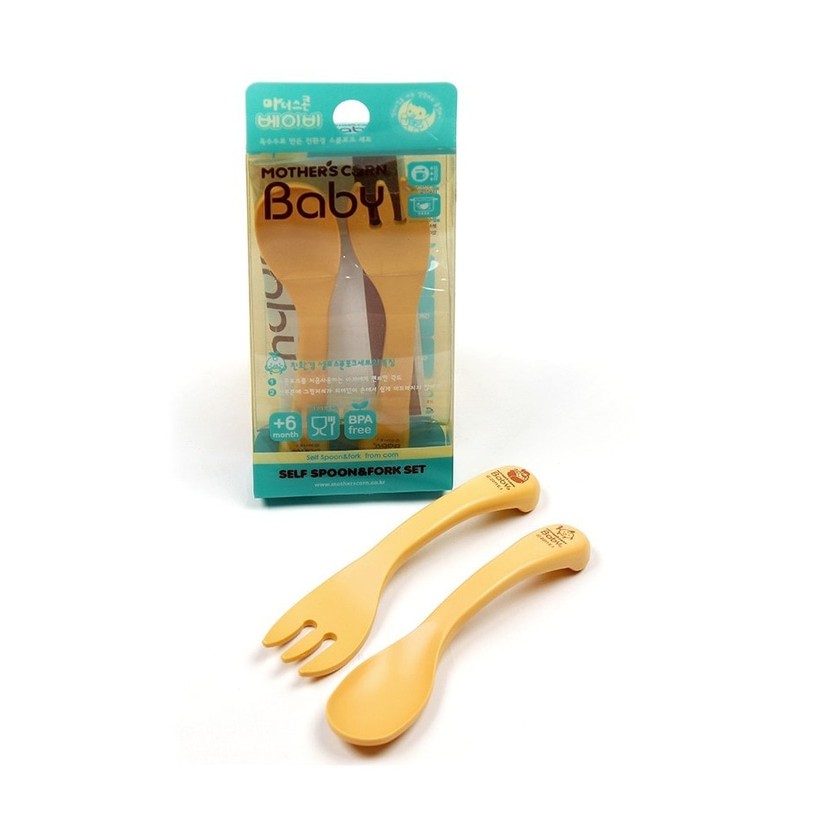 Mother's Mothers Corn Self Training Spoon &amp; Fork Set Step 2 Sendok Garpu Anak