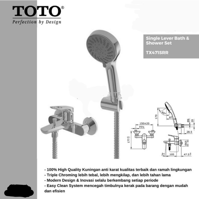 TOTO TX471SRR Shower Mandi Kran Shower Set Air Panas & Dingin ( Hot - Dingin )