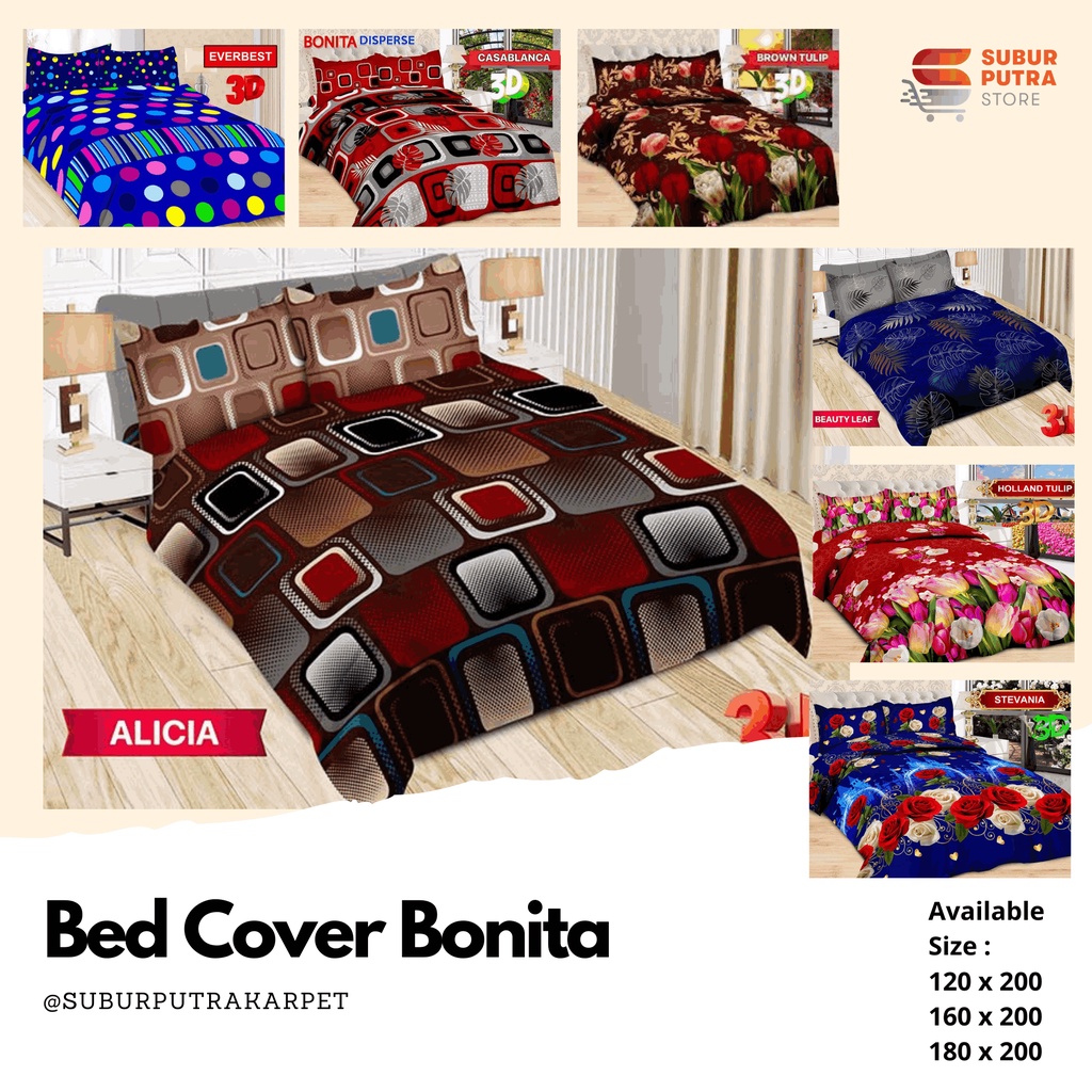 BED COVER BONITA KING VARIAN B 180 x 200 CM RUMBAI