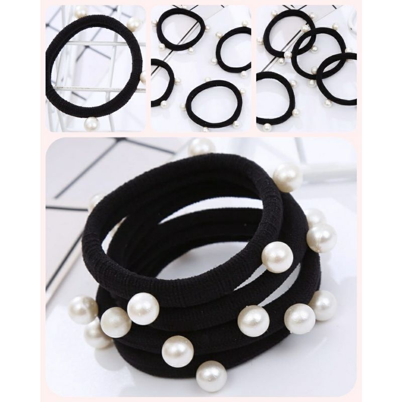 (per PCS) Ikat Rambut Korea Towel Ring Set / ikat rambut towel mutiara /ikat rambut mutiara