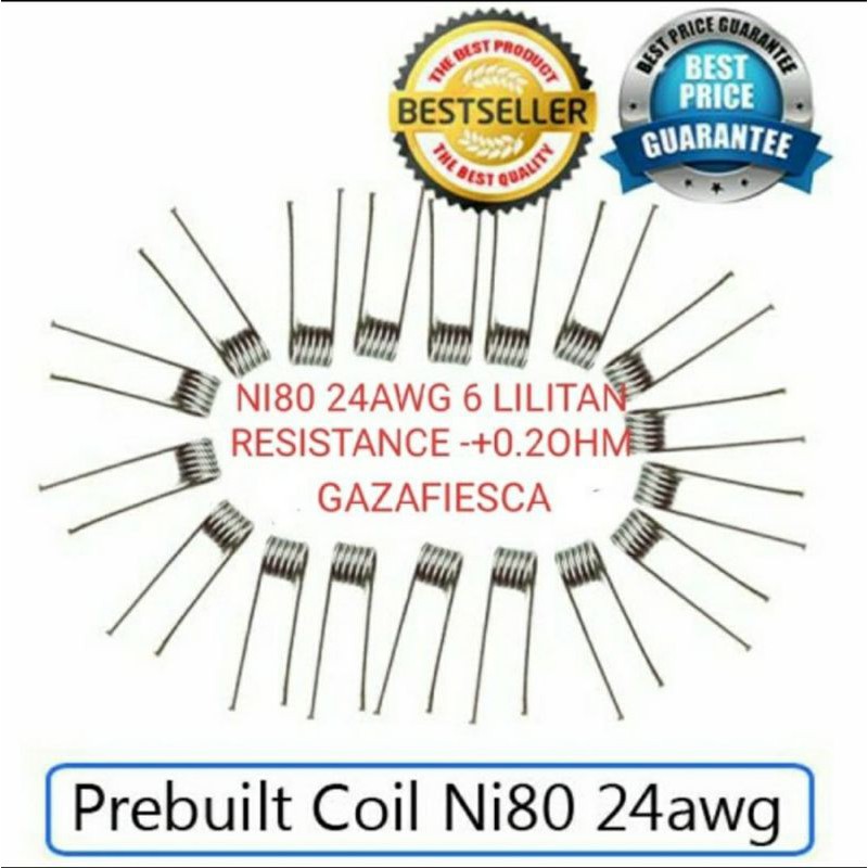PREBUILT COIL NI80 24AWG RESISTANCE -+0.2OHM