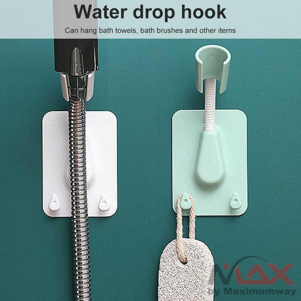 Holder kepala shower kamar mandi Penyangga dinding Kepala Shower Hose Holder Bracket Wall Stickers Hooks Shower Head Holder Adjustable Stickers Shower Head Bracket Wall Mount With 2 Hooks Stand Shower Accessories