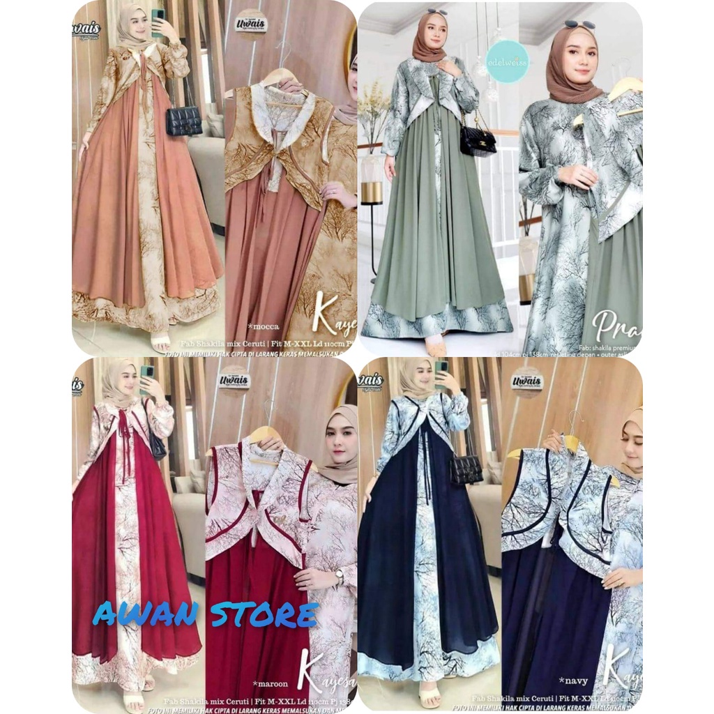 gamis wanita gamis baju gamis wanita GAMIS SYAKILA PLUS BLAZER CERUTY PISAH// GAMIS SAKILA //OUTER C