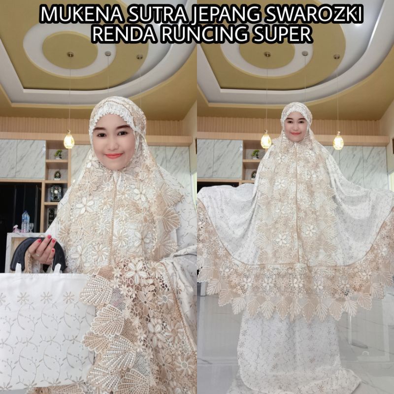 MUKENA MUKENAH MUKNAH TELEKUNG RUKUH DEWASA JUMBO MOTIF SUTERA SUTRA PARIS PRADA PREMIUM ORIGINAL TE