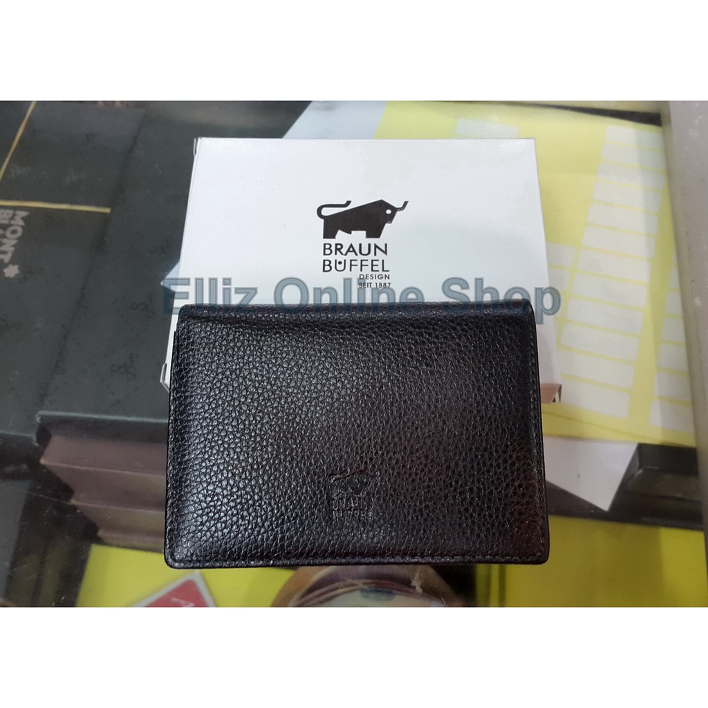 CARD HOLDER DOMPET KARTU KULIT BB 677 dengan Slot Uang Kertas - Hitam