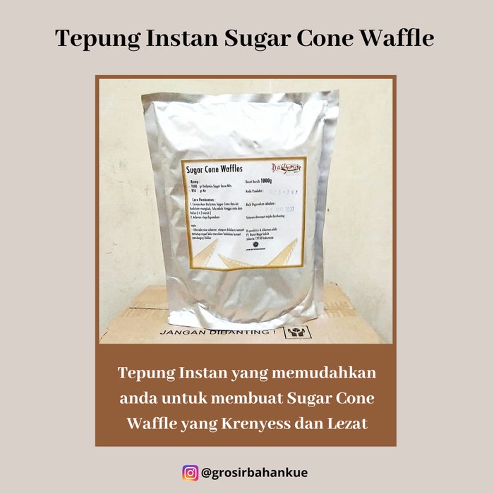 

NEW PREMIX SUGAR WAFFLE CONE/ CONE ES KRIM / TEPUNG INSTAN 1KG BERKUALITAS