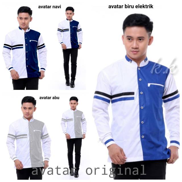 BAJU KOKO MOTIF AVATAR KOKO TERBARU KOKO MODERN KOKO HADROH KOKO BIRU NAVY ABU