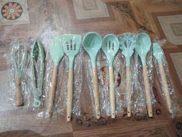 Glanyomi Set Spatula Sutil Alat Masak Dapur Cooking Tools Kitchen Utensils Silicon 9 Pcs - Blue