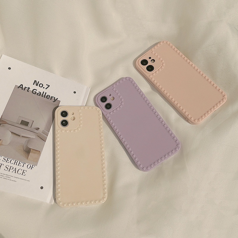Case Pelindung Motif Hati Ungu Untuk IPhone 7 / 8 SE 2020 7P / 8Plus X XS XR 11 12 13 Pro Max