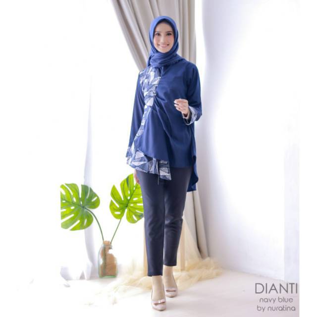 Dianti - Navy Blue Baju Tunik Batik Menyusui