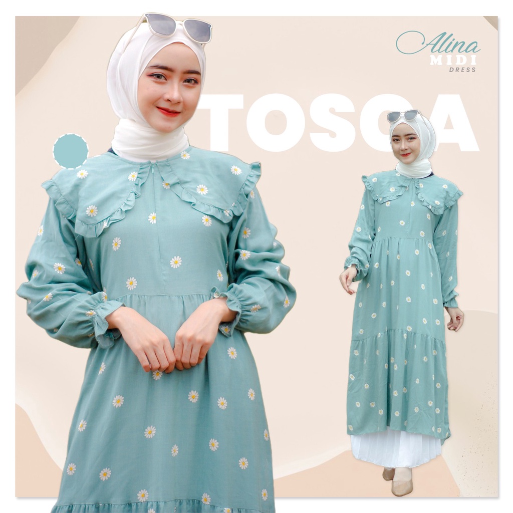 ALINA DRESS MIDI TUNIK MUSLIM KOREAN / JR One Collection / Ifani Shop