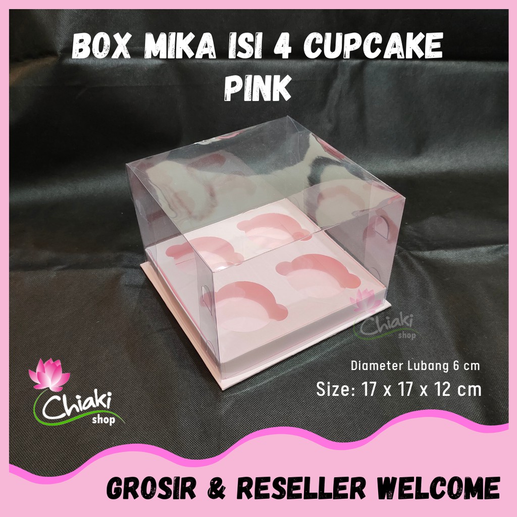 

Box Cupcake isi 4 PINK 17x17x12 cm Kotak Mika Donat Dus Kue Kardus Cake Muffin Doos Pudding Karton