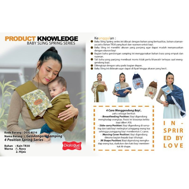 SALE!! GENDONGAN SAMPING BAYI DIALOGUE SPRING SERIES DGG 4016 - SLING BABY DIALOGUE