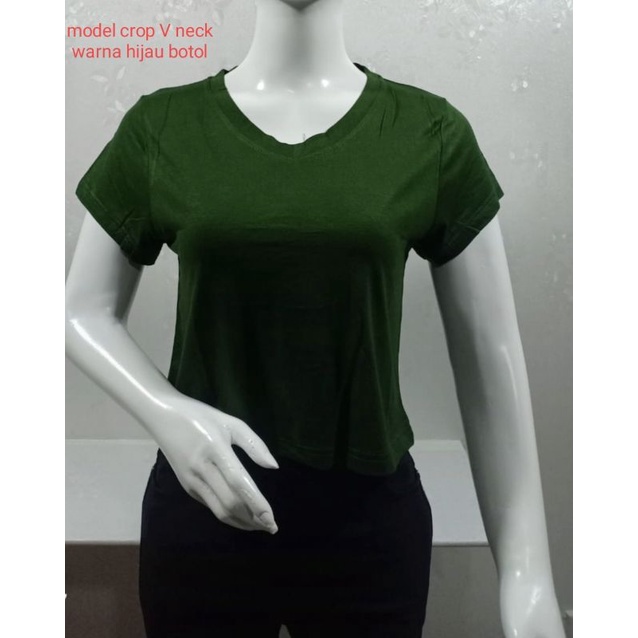 Kaos atasan crop wanita V neck t-shirt crop GROSIR MURAH