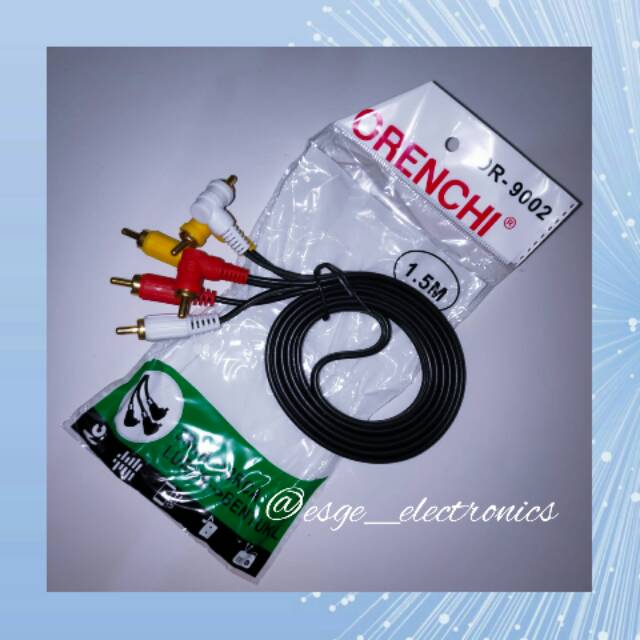 ORIGINAL ORENCHI KABEL TV DVD AUDIO VIDEO AV BENGKOK JACK LETTER L 1,5 METER 3 PIN MURAH KABEL JACK