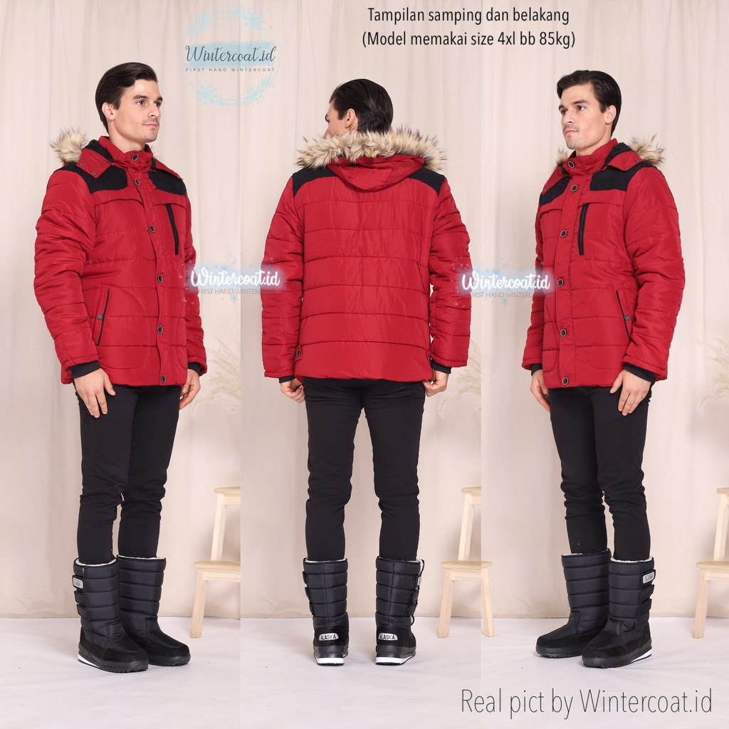 READY INDONESIA LOGAN Men Winter Coat Pria Jacket mantel cowok musim dingin jaket jumbo merah