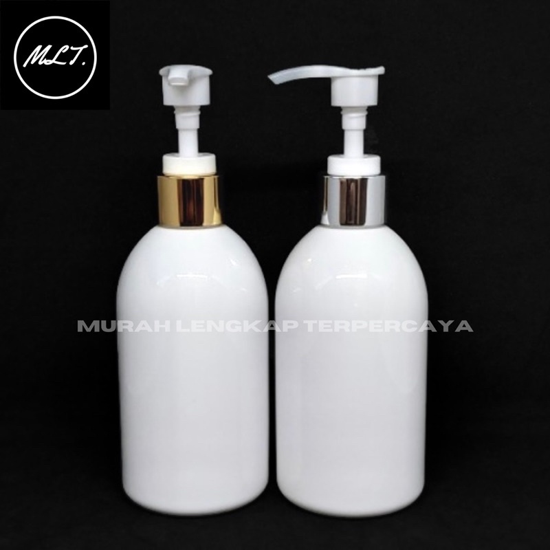 BOTOL PUMP LOTION 250ML OVAL PUTIH PUMP LOTION GOLD SILVER