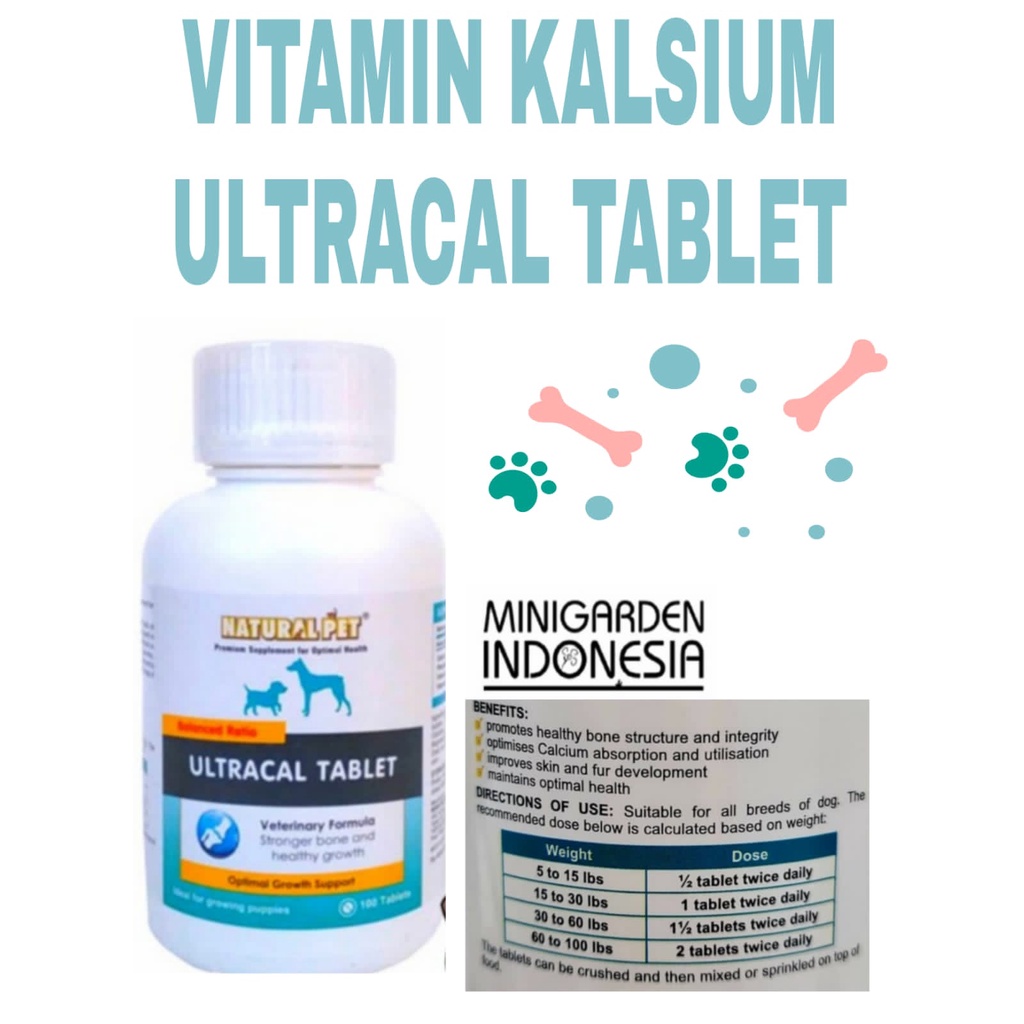 ULTRACAL 100 TABLET VITAMIN KALSIUM TULANG ANJING &amp; ANAKAN SUPPLEMENT