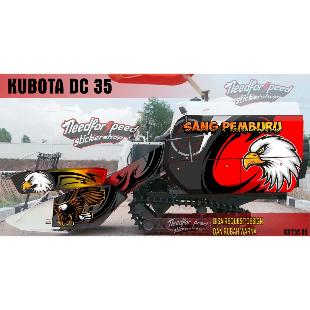 STIKER DECAL KUBOTA DC 35 COMBINE HARVESTER KOMBI MESIN PEMANEN PADI