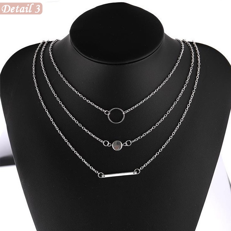 TERBARU COD Kalung Rantai Wanita 3 Layers Fashion Korea Bracelet Bahan Alloy KLG19 COD R2a