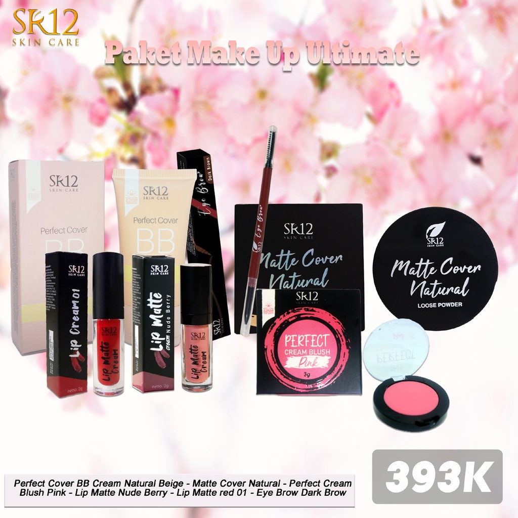 Paket make up ultimate Sr12 Menyempurnakan tampilan make up Tahan lama Ringan Glowing Make up simple Bpom Original Berkualitas Murah Terlaris Cod