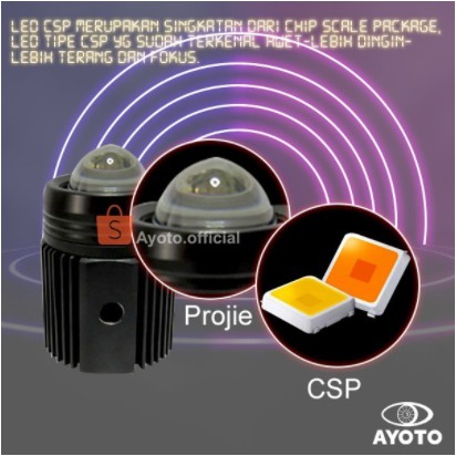 Lampu Tembak Projie LED Motor AYOTO F02 Putih dan Kuning Watt 1818 Original dan Termurah !!!