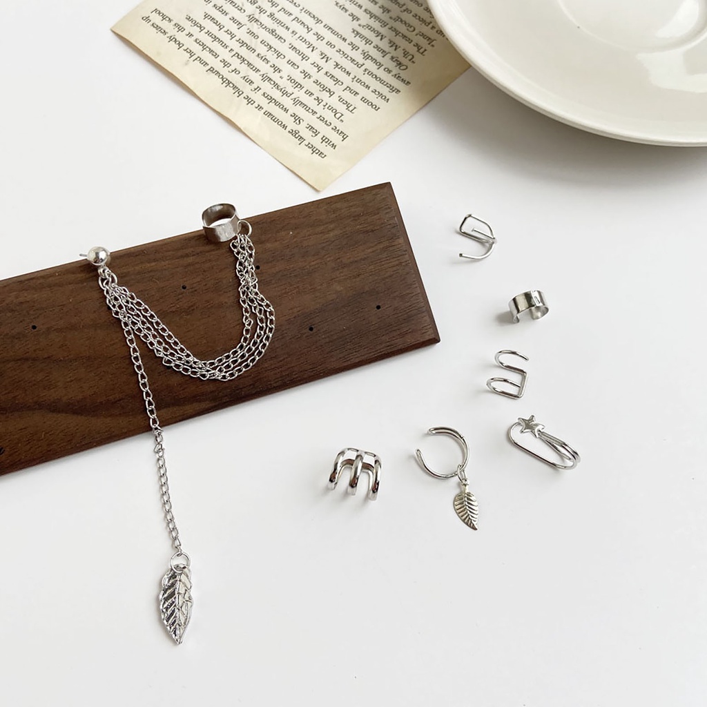 Hu Hu Hu Hu Hu Alat Bantu Pasang Kacamata♡ 5pcs / Set / 7Pcs / Set Anting Klip Tanpa Tindik Bahan Metal Untuk Wanita