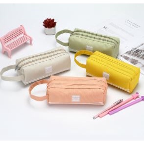 

Siap Kirim Kotak Pensil Round Dual Zipper / Tepak Pencil Case Kapasitas Besar Dompet Pouch Tempat Bolpen Pen Make Up