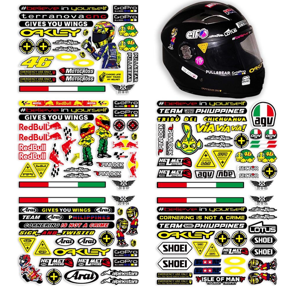 EVO AGV 46 Stiker Balap Stiker Dekoratif Helm Stiker Lensa Tutup Helm Stiker Penutup Gores